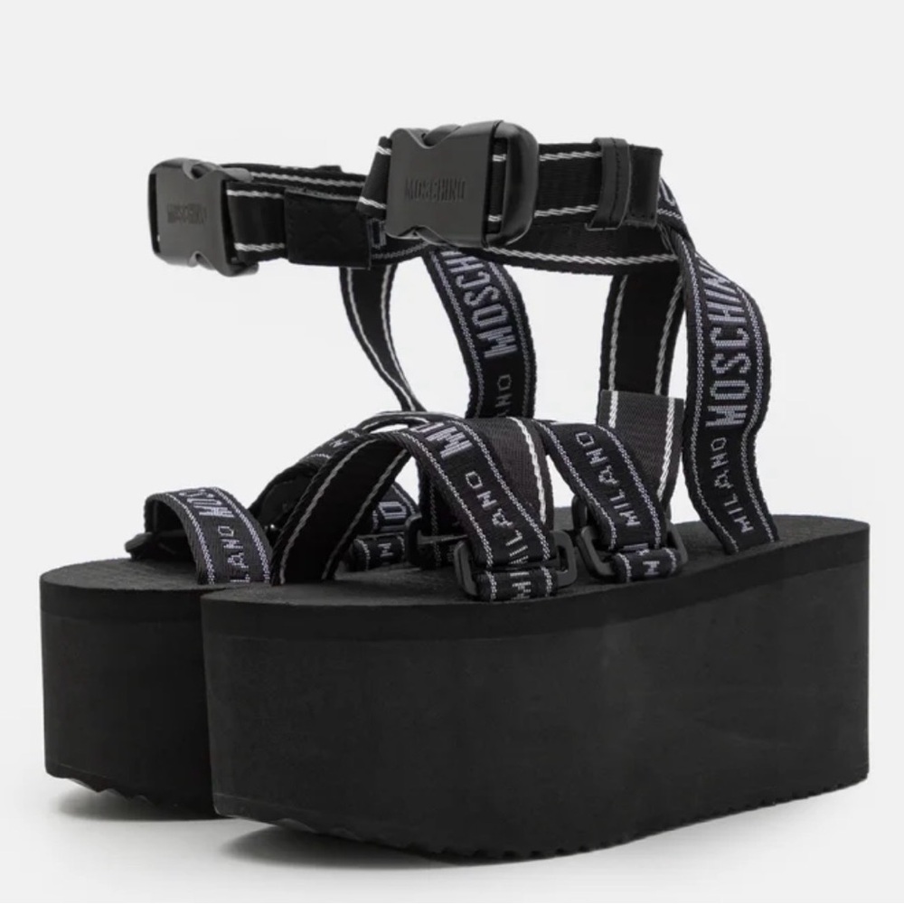 Moschino Black Strappy Platform Sandals